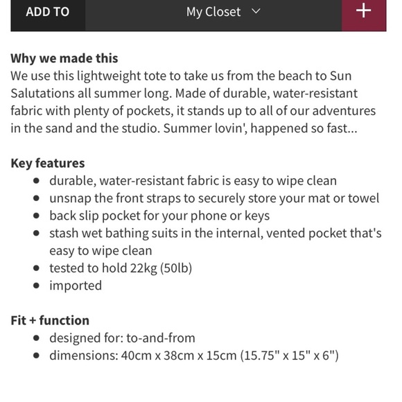 Lululemon Summer lovin Black nylon zipper closure tote - Picture 14 of 14